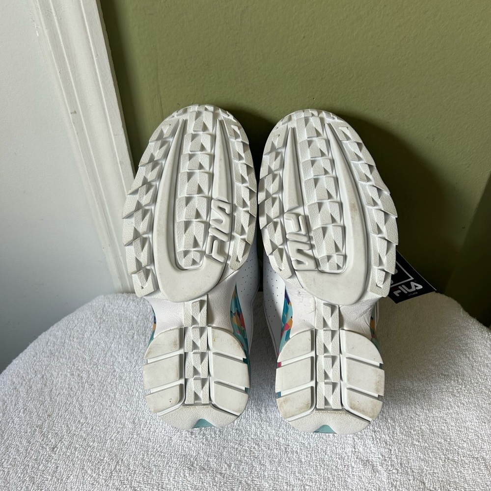 Fila Disruptor 2 Premium Platform White Sneakers with Colorful Heel Sz 8.5 - Picture 11 of 12